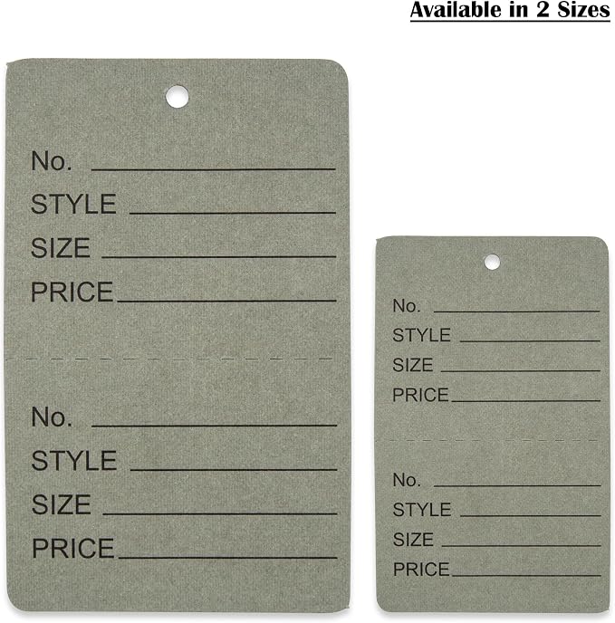 1000 Qty 1 3/4 x 2 7/8 (44x73mm) Assorted Unstrung Colored Price/Receipt Tags w/Easy-Tear Stub (Consignment/Merchandise/Clothing/Jewelry/Laundry/Sales) – Number/Style/Size/Price