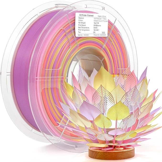 iSANMATE Rapid Translucent PLA Filament 1.75mm, Multicolor Rainbow PLA, Dimensional Accuracy ±0.02mm, 1kg Spool-Autumn Pumpkin