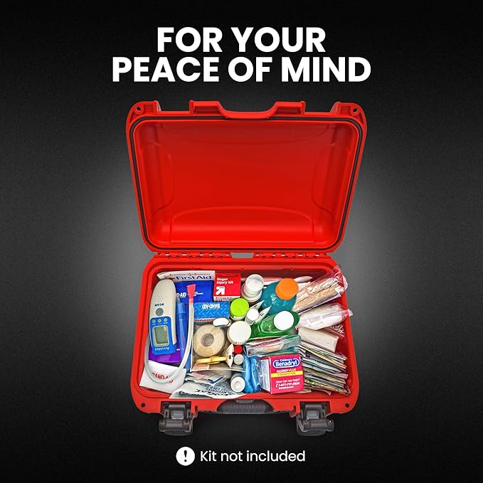 NANUK 915 Waterproof First Aid Box Empty – Durable, Medical First Aid Organizer Case, IP67-Rated, Dustproof, Impact-Resistant, and Floats (13.8" x 9.3" x 6.2") – Red | IP67 Waterproof and Dustproof, Nk-7 Resin, Interior 13.8 X 9.3 X 6.2 in, Powerclaw L...