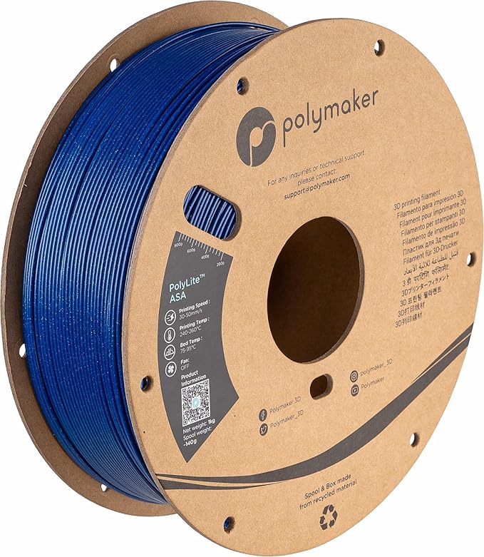 Polymaker ASA Filament 1.75mm Galaxy Blue, 1kg ASA 3D Printing Filament, Heat & Weather Resistant - ASA 3D Printer Filament Perfect for Printing Outdoor Functional Parts