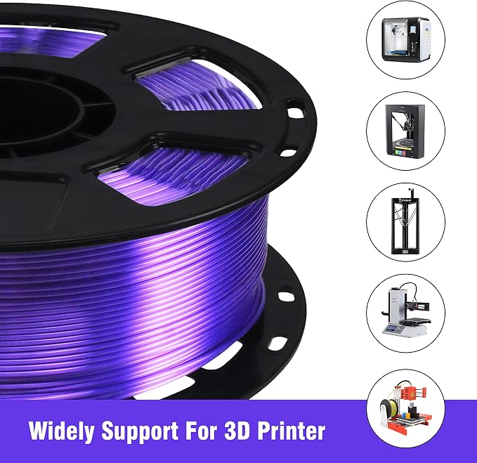 Silk Purple PLA Filament, 1kg 2.2lbs 1.75mm 3D Printing Material, Widely Support for FDM 3D Printer, Pack with Extra Filament Sample by BBLIFE