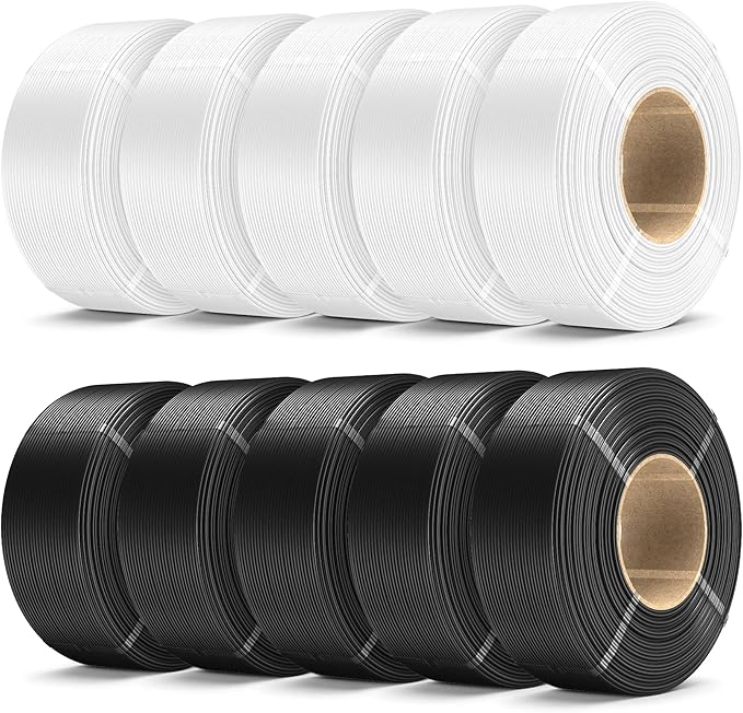 SUNLU 10KG PLA+2.0 3D Printer Filament Refill, 5KG Black and 5KG White | High Toughness PLA+ Filament Bundle, 1.75mm, Compatible with Bambu Lab 3D Printers, No Spool 1KG/Roll