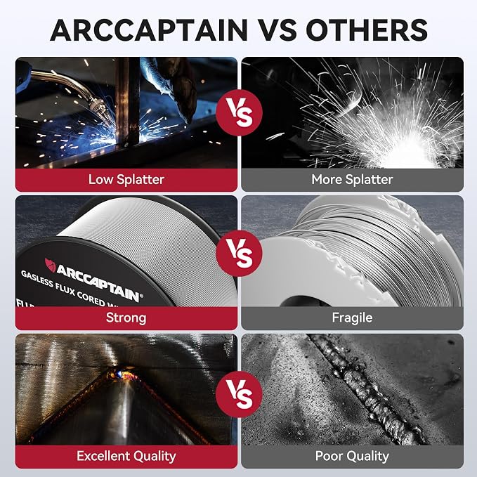 ARCCAPTAIN Flux Core Welding Wire .035, Flux Core Welding Wire 2lbs 3 Pack E71T-GS Gasless Low Splatter Mig Welding Wire Mild Carbon Steel Compatible With Lincoln Miller Forney Harbor Welder