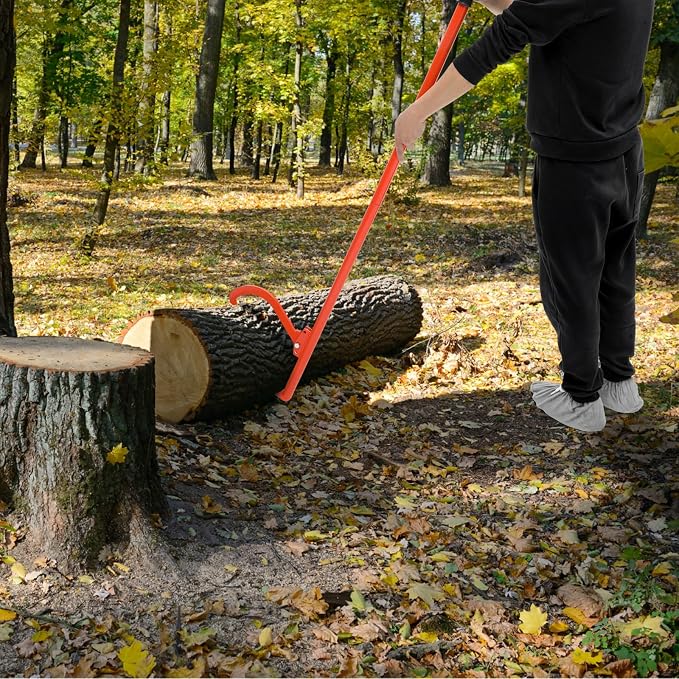 60" Long Handle Log Lifter, Adjustable Heavy Duty Log Roller, Cant Hook with Rubber Grip, Logging Tool for Rolling Log (Orange)