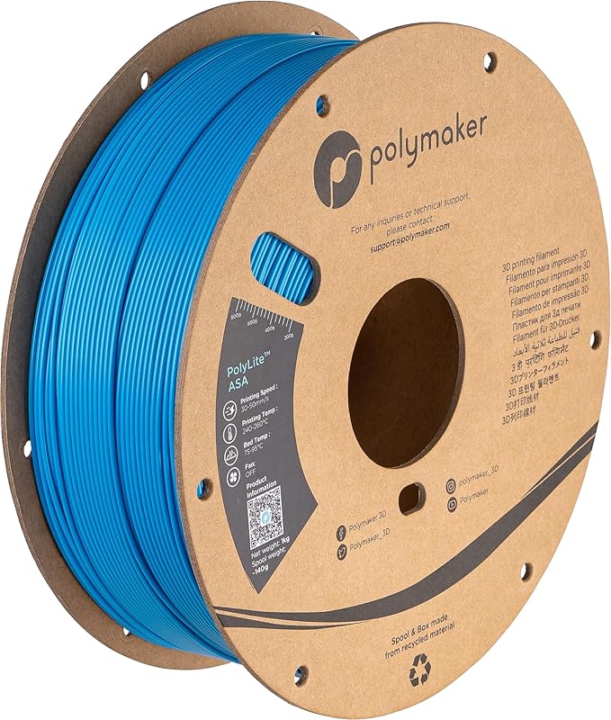 Polymaker ASA Filament 1.75mm Pop Blue, 1kg ASA 3D Printing Filament, Heat & Weather Resistant - ASA 3D Printer Filament Perfect for Printing Outdoor Functional Parts