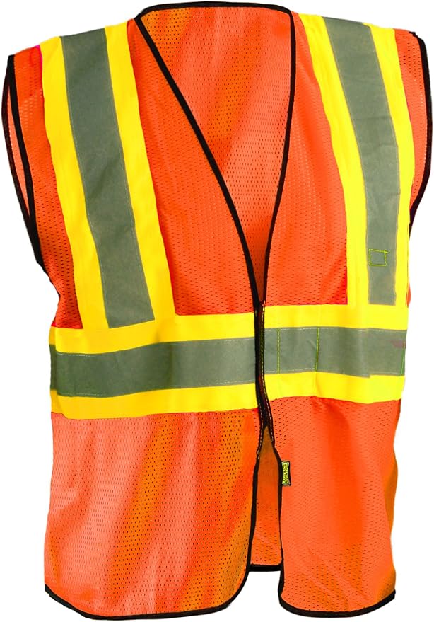 OccuNomix ANSI/ISEA 107-2020 Class 2 Type R Mesh Surveyor Vest - Reflective Safety Vest with Pockets, Dual Sizes (S/M-4X/5X)