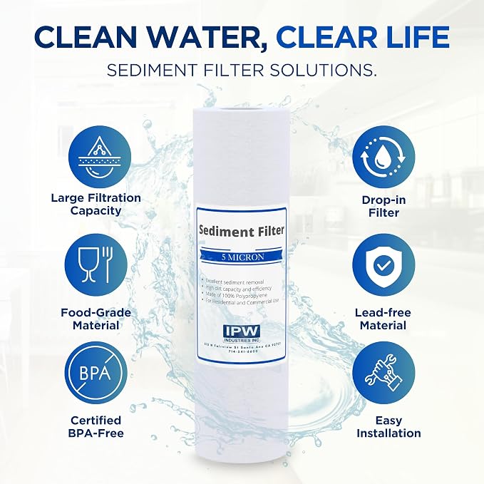 Complete 4-Pack RO Water Filter Replacement Kit for Krystal Pure KR10 System - Including Membrane RO Filter, Carbon Block Filters, and Polypropylene Sediment Filter