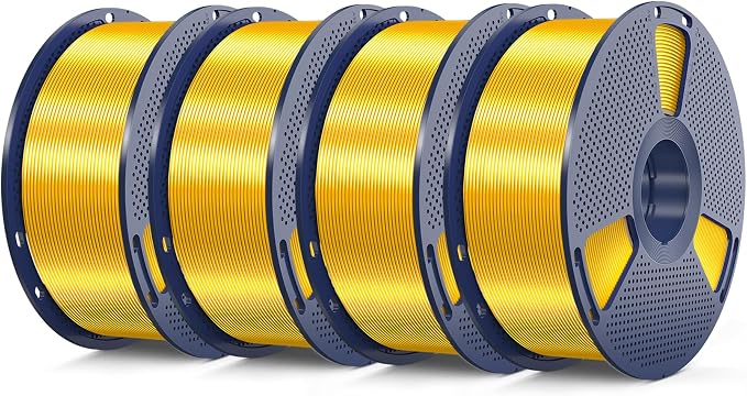 SUNLU Silk Pla Plus Filament 4kg Bundle, Shiny Silk Surface Pla+ 3D Printer Filament 1.75mm ±0.02mm, Glossy 3D Printing Filament, 1kg Spool, 4 Packs. (Gold x4)