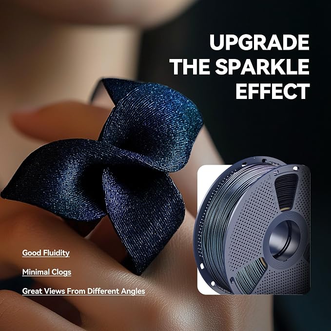 SUNLU Galaxy PLA 3D Printer Filament, Sparkling and Dazzling PLA Filament 1.75mm, 4 Pack, 0.25kg per Spool, 1kg in Total (Galaxy+Galaxy Green+Stardust Purple+Star Brown)