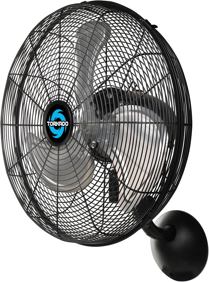 Tornado 16 Inch Professional High-Velocity Oscillating Wall-Mounted Fan – Ideal for Industrial, Commercial, and Residential Spaces – 3-Speed Settings, 2850 CFM, UL Safety Certified