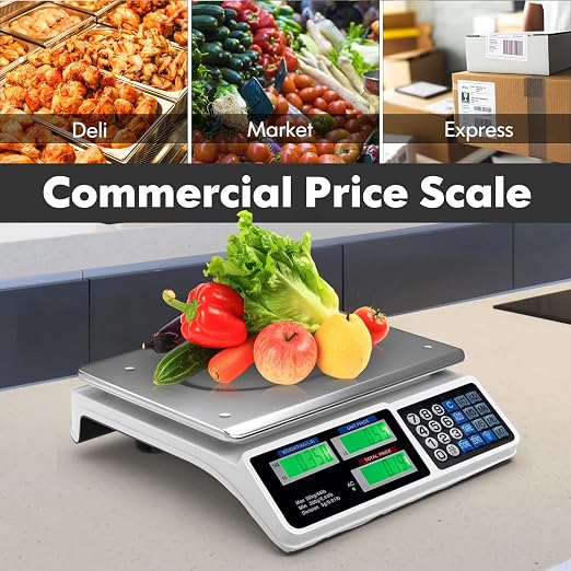 Goplus 66lb Price Computing Scale, Digital Commercial Food Produce Scale with Stainless Steel Large Platform, Counting Function for Farmer Market, Kitchen, Meat Shop, Deli
