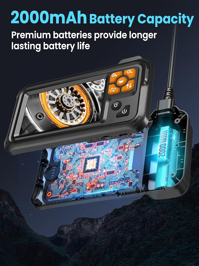 Endoscope Camera with Light, 4.3" IPS Screen 1080P Tools Borescope with 8 LED Lights，Semi-Rigid Cable Snake Camera, IP67 Waterproof Sewer Inspection Men Tool - 16.5FT-Dual Lens
