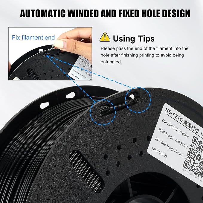 Kingroon High Speed PETG 3D Printer Filament 1.75mm, 3D Printer Rapid Filament for 30-600mm/s Hyper Printing Filament, Dimensional Accuracy +/- 0.03 mm, 1kg Plastic Spool(2.2lbs) (Black)