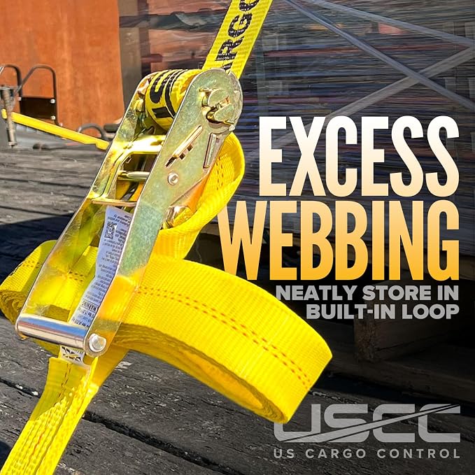 US Cargo Control Heavy Duty Ratchet Strap 2 Inch x 30 Foot, 10,000 LBS Break Strength, 2 Inch Ratchet Straps with J Hooks, Heavy Duty Tie Downs for Flatbed Trailers