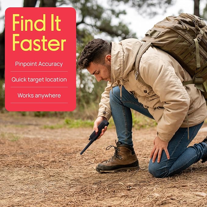 Pyle Handheld Metal Detector Pinpointer– Waterproof Submersible Probe, Adjustable Sensitivity,LED & Vibration Alerts,Low Battery Indicator,Automatic Power Off – Perfect for Ground, Dirt, Sand & Water