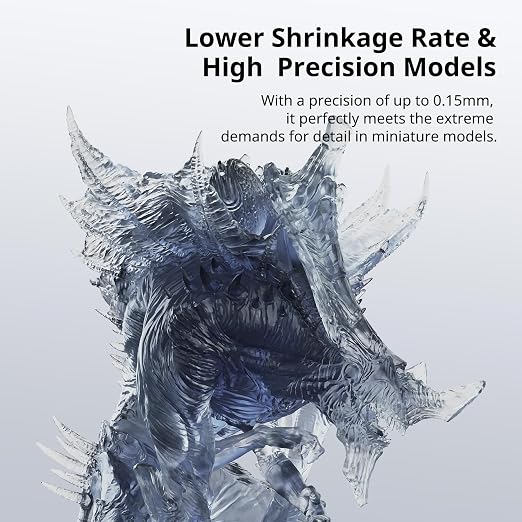 ANYCUBIC Water Washable 3D Printer Resin 2.0, 405nm High Precision 3D Resin, Low Shrinkage Photopolymer Resin for 4K/8K/12K Capable LCD DLP Resin 3D Printer (Smoky Black, 1000g)