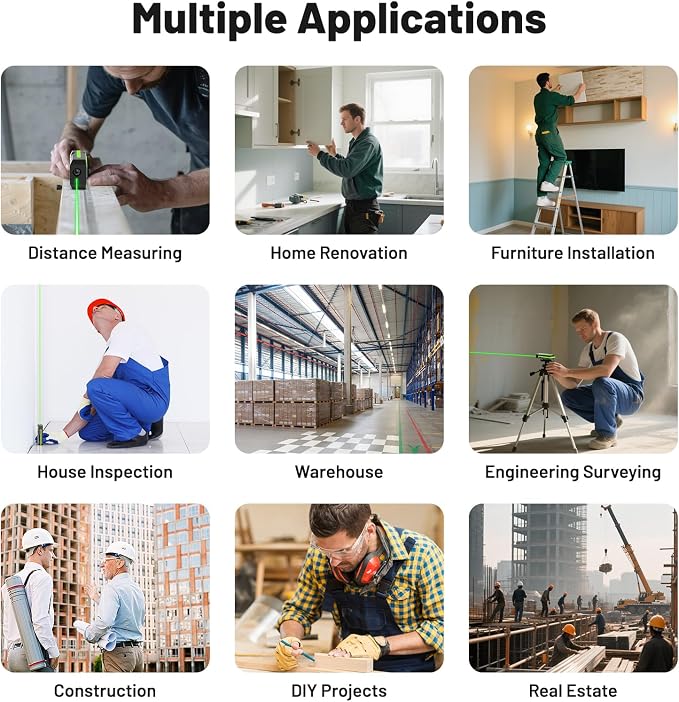 Huepar 330Ft Green Laser Measuring Tool with Bluetooth APP Control | 5 Years Warranty, USB-C, ±1/16" High Accuracy, Pythagorean Modes, Angle Sensor, IP54, for Home & Construction, Point to Point