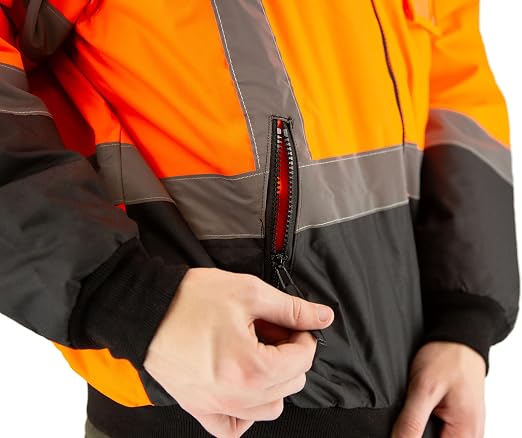 Majestic 75-1384/X2 High Visibility Orange 8-in-1 Waterproof Jacket with High Visibility Liner, Removable Sleeves and Liner, PU Coated Oxford Fabric, ANSI 3 Type R, 2X-Large