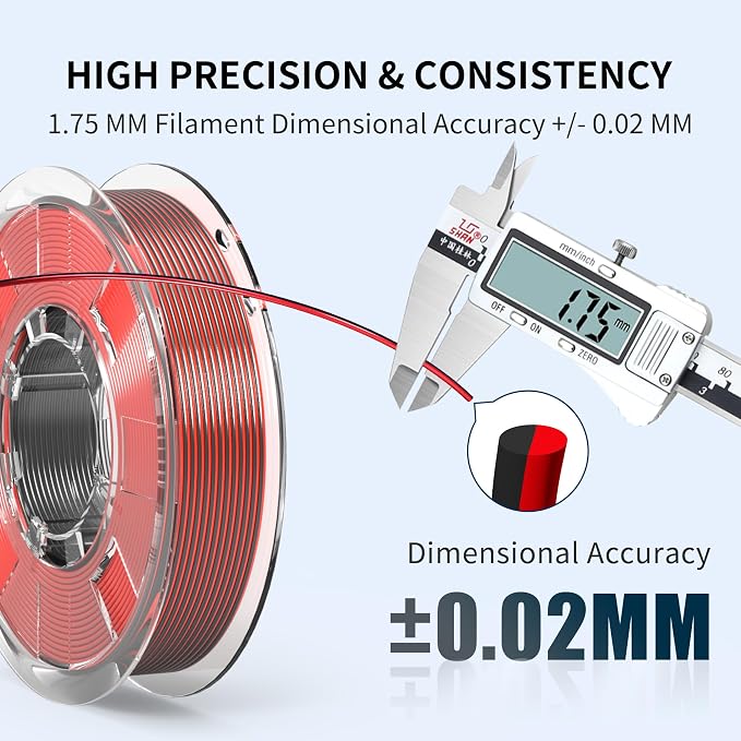 RAMBERY Silk Dual Color 3D Printer Filament Bundle 1.75mm +/- 0.02mm, Bicolor PLA 3D Printing Filament 200gX4 Spools (1.76 lbs), Black-Silver, Red-Black, Blue-Silver, Yellow-Green