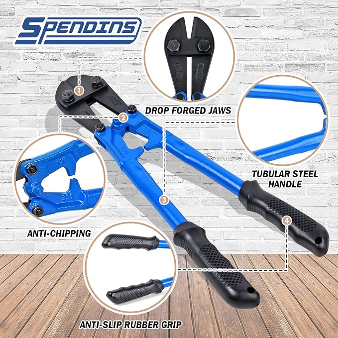 14 IN Bolt Cutter with Drop Forged Cr-Mo Alloy Steel Blades,with Ergonomic Handle,Heavy Duty Metal Cutter for Rebars, Chains, Locks, Wires, Bolts, Fence.