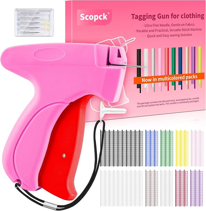 Stitch Gun for Clothes - Handheld Stitch Gun Quick Clothing Fixer - Tagging Gun - Includes 6 Needle, 1000 Black Fasteners & 1004 White Fasteners