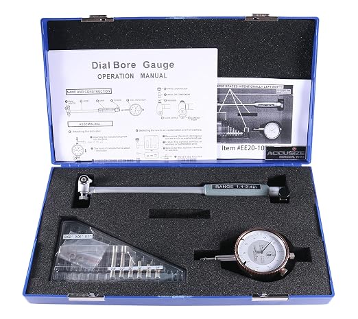 Accusize Industrial Tools 1.4-2.4'' by 0.0001'' Dial Bore Gage, Stem Length 6'', Ee20-1024 | 6" Stem Length, Self-Centering, Chrome-Plated Handle, Insulated Grip, EE20-1024