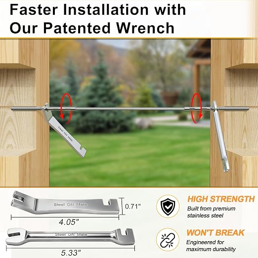 Steel DN Mate 200 Pack T316 Stainless Steel Right&Left Handed Thread Swage Lag Screws for Wood Post of 1/8" Steel Cable Railing Kit, Cable Railing Hardware, DIY Deck Railings, Wrench Include, DM50