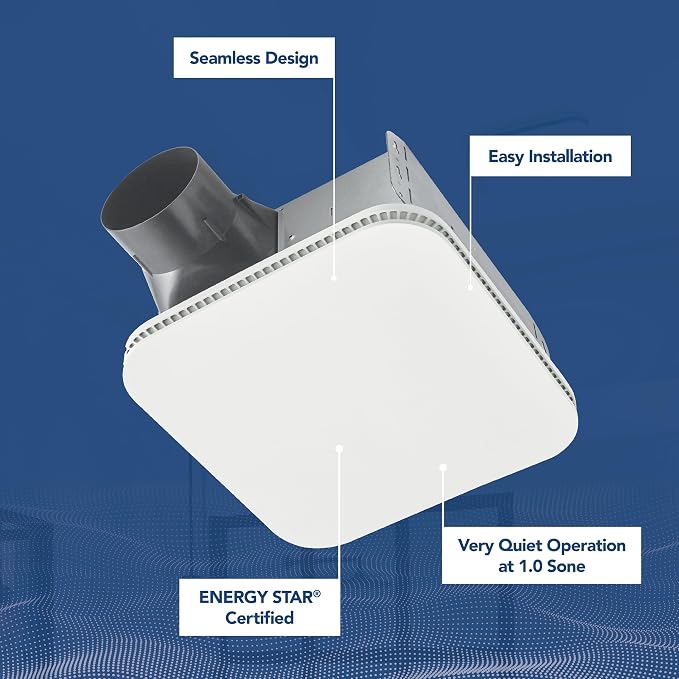 Broan-NuTone Bathroom Exhaust Fan – Easy Retrofit Without Attic Access, Ultra-Quiet 1 Sones, 110 CFM, ENERGY STAR Certified, Made in USA, Moisture & Odor Control with Easy-Clean Grille