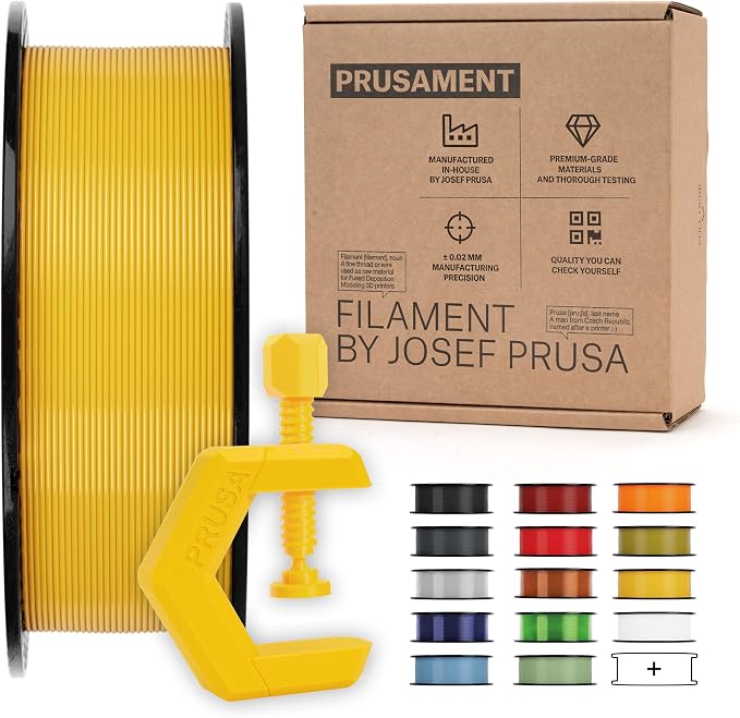 Prusament Premium PETG Mango Yellow 1.75mm 1kg 3D Printer Filament | PETG filament with ±0.02 mm precision, low stringing, strong layer adhesion, and reliable tangle-free printing.