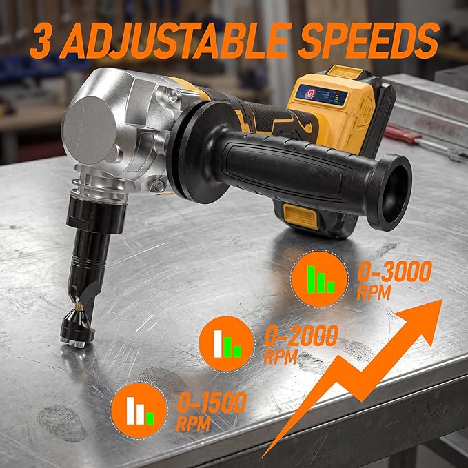 Cordless Metal Nibbler Compatible with Dewalt 20V MAX Battery(No Battery) | 18 Gauge Electric Metal Nibbler with Assist Handle & 2 Blades, 3000RPM Brushless Motor for Stainless Steel, Aluminum