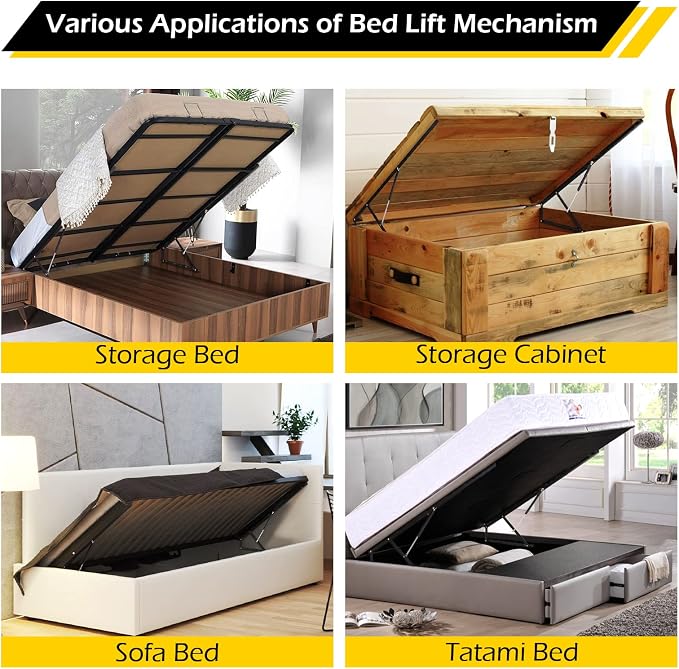 Dyna-Living 4.6FT Bed Lift Mechanism 176.4lbs-264.6lbs Load Capacity Pneumatic Gas Spring for Storage Bed Box or Sofa Bed