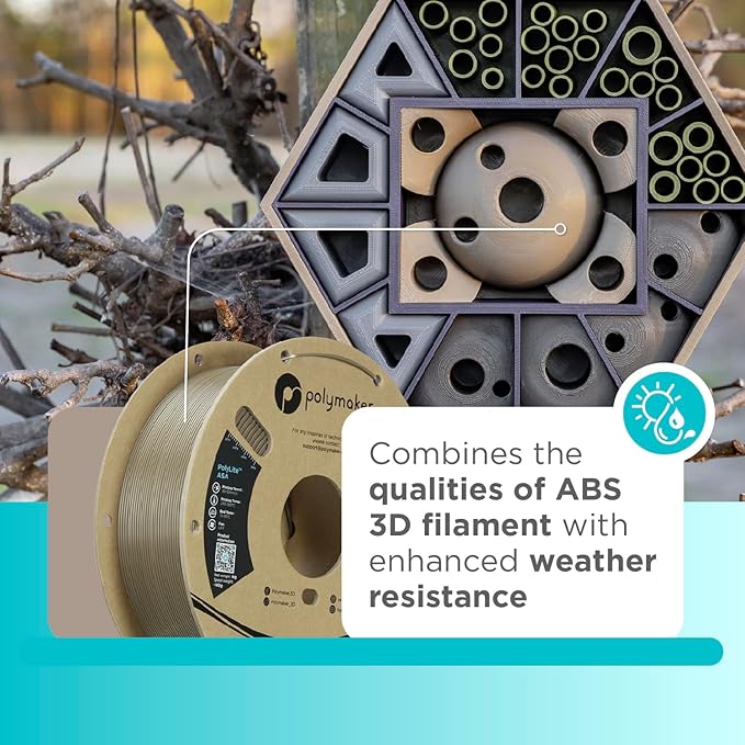 Polymaker ASA Filament 1.75mm Olive Brown, 1kg ASA 3D Printing Filament, Heat & Weather Resistant - ASA 3D Printer Filament Perfect for Printing Outdoor Functional Parts