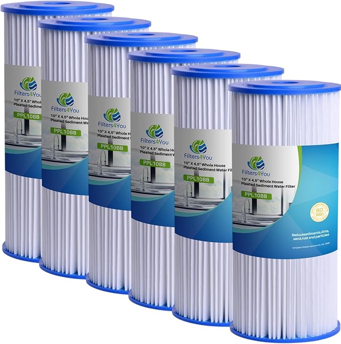 CFS – 10" x 4.5" Pleated Water Filter Cartridges Compatible with FXHSC, R50-BBSA, R50-BB, WFHDC3001, W50PEHD and GXWH40L Models – Removes Bad Taste – Whole House Replacement Filter – 8 Pack