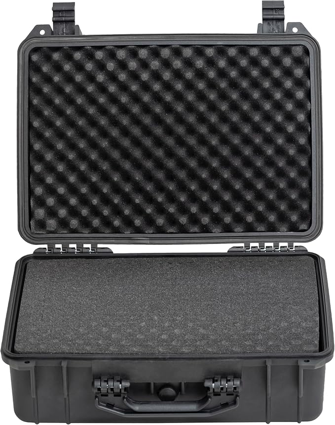 MEIJIA Portable All Weather Waterproof Camera Case with Customized Fit Foam,Fit Use of Drones,Camera,Equipments,Pistols,Elegant Black(18.3 ”x14.57”x8.66”)