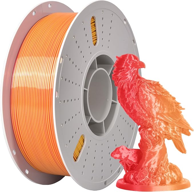PINBALL Silk PLA 3D Printer Filament 1.75mm Shiny Silk Dual Color Filament 3D Printing PLA Filament Dimensional Accuracy +/- 0.02mm 1 KG Silk Dual Color Golden-Red