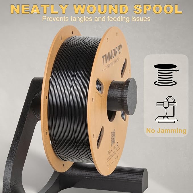 TINMORRY PETG Filament 1.75, Rapid PETG-Eco 3D Printer Filament, Compatible with Bambu FDM 3D Printer, 1 KG x 2 Spools, Black