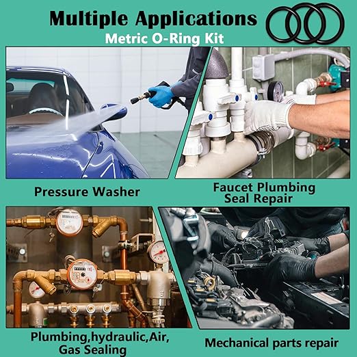 XBVV 1540 Pcs 32 Size O-Rings Kit Nitrile Rubber O Ring Assortment with 4 Hook Set for Various Car Auto Vehicle Repair Plumbing Pressure Washer Air or Gas Sealing Connections Resist Oil and Heat