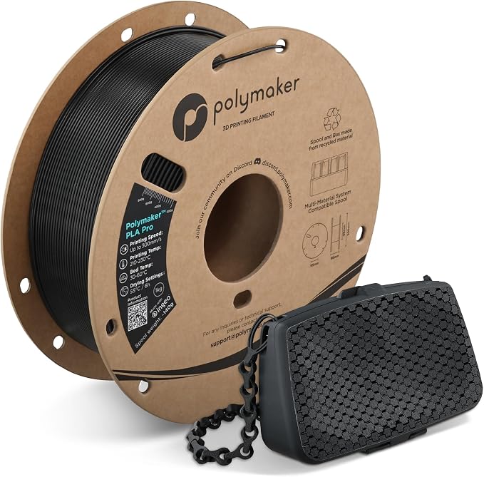 Polymaker PLA Pro 3D Printing Filament Metallic Black 1.75mm 1KG, High-Impact Tough PLA, Fast Printing up to 300mm/s, High Speed New Formula, Easy to Print on Most FDM Printers, No Enclosure Required