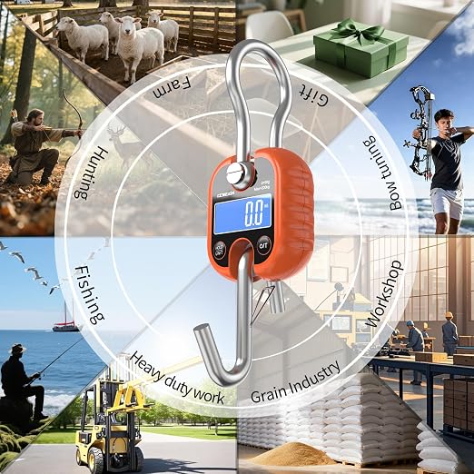 Hanging Scale Handheld 440lb/200kg Crane Scale Luggage Scale,with ABS Plastic case & Big LCD Display, Portable Digital Mini Crane Scale Fishing Scale,for Gym,Hunting,Travelling