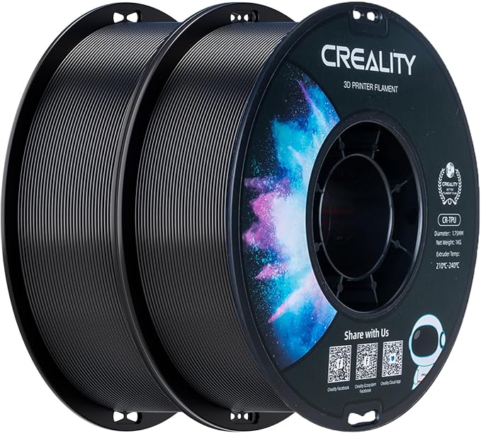 Creality TPU Filament 1.75 2 kg, 95A 3D Printing Filament, High Hardness & Resilience, Soft Adhesive Material, Elastic, 1kg(2.2lbs) Flexible Filament 1.75mm, for 3D Printer
