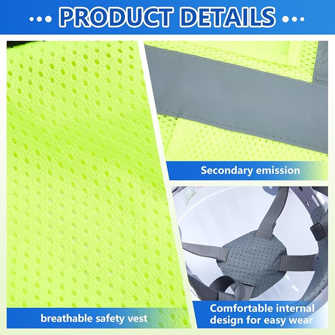 Cuffbow 9 Pcs XL Personal Protective Equipment (PPE) Safety Kit Includes Safety Glasses, Earplugs, Hard Hat, Nitrile Gloves, Reflective Vest for Construction Site Protection, Warehouse Operations