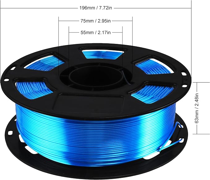 BBLIFE Silk Pearlescent Shining Sapphire Blue PLA Filament, 1kg 2.2lbs 1.75mm 3D Printing Material, Widely Support for FDM 3D Printer, Easy to Print