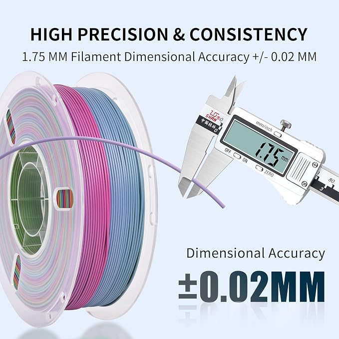 RAMBERY Matte Rainbow 3D Printer Filament 1.75mm Matte PLA Filament for 3D Printing Beginners, 1kg(2.2lb), Matte Rainbow Red Coral