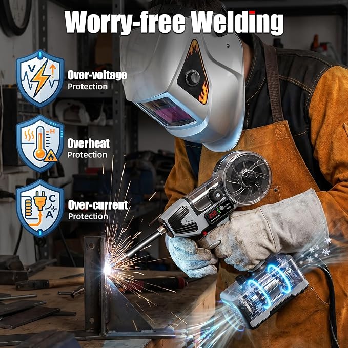 2 in 1 Handheld MIG and Stick Welder:250A Portable Welding Machine 110V Gasless Flux Core Wire Feed w/IGBT Inverter & MMA ARC Welder Gun w/LCD Display, 3.97 lbs for .032"/.040" Wire and 3/32"-1/8" Rod
