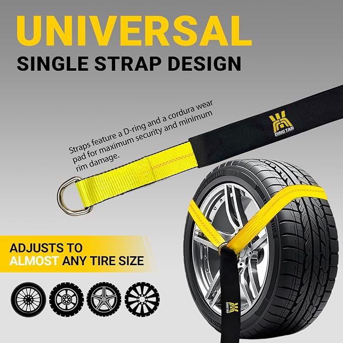 Car Tie Down Straps for Trailers, 4 Pack 2" x 144" Heavy Duty Car Hauler tire Straps, 10,000 lbs Break Strength, Ratchet Straps with Snap Hooks & Axle Straps for Cars, SUVs, Trucks, ATVs & UTVs