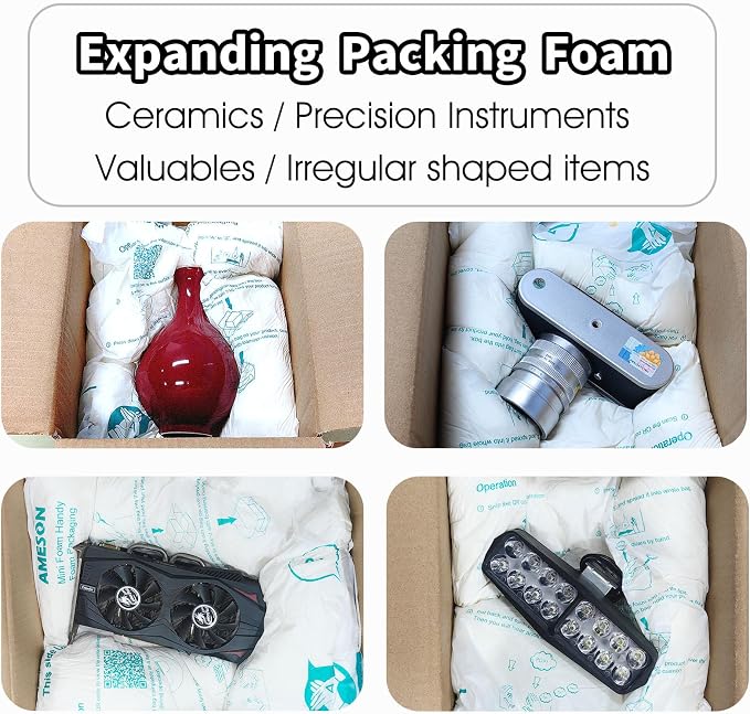 8 Pcs 18”x23” large Size Expanding Packing Foam, Protective Packaging for PC, Electronics, Glassware, Pottery, Ceramics. Protects Fragile & Irregular Valuables Items