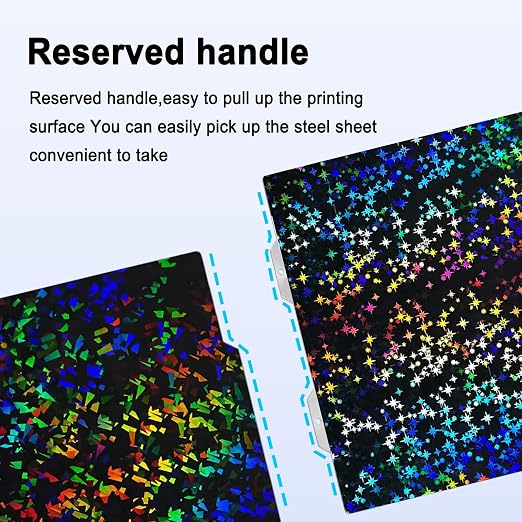 184x184mm PEF+PEY Holographic Build Plate for Bambu Lab A1 Mini, Rainbow Confetti PEF+Galaxy PEY Spring Steel Plate Print Bed for Bambu Labs 3D Printer