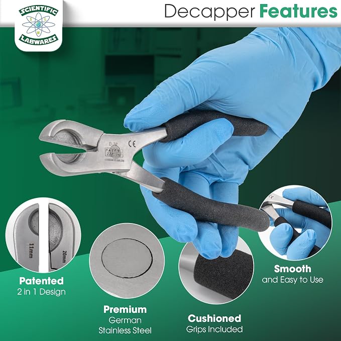 Dual Action Decapper Pliers for Decapping Crimped Vials and Bottles Scientific Labwares (11mm and 20mm)
