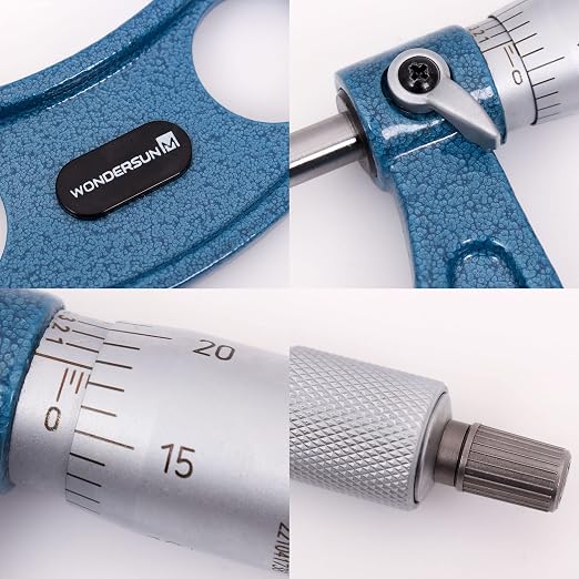 6 Pcs Outside Micrometer Set, Professional Precision Machinist Tool, 0-1"/1-2"/2-3"/3-4"/4-5"/5-6" Measuring Range, 0.0001" Graduation, Professional Accuracy for Metalworking & Engineering