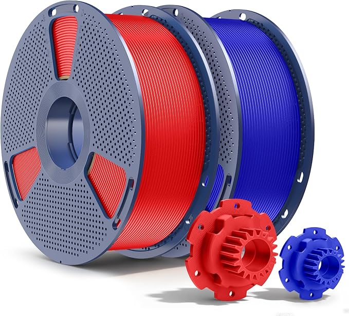 SUNLU PETG Filament 2KG, High Strength PETG 3D Printer Filament 1.75mm, Dimensional Accuracy +/- 0.02mm, 1KG Spool(2.2lbs), 2 Pack, Red+Klein Blue